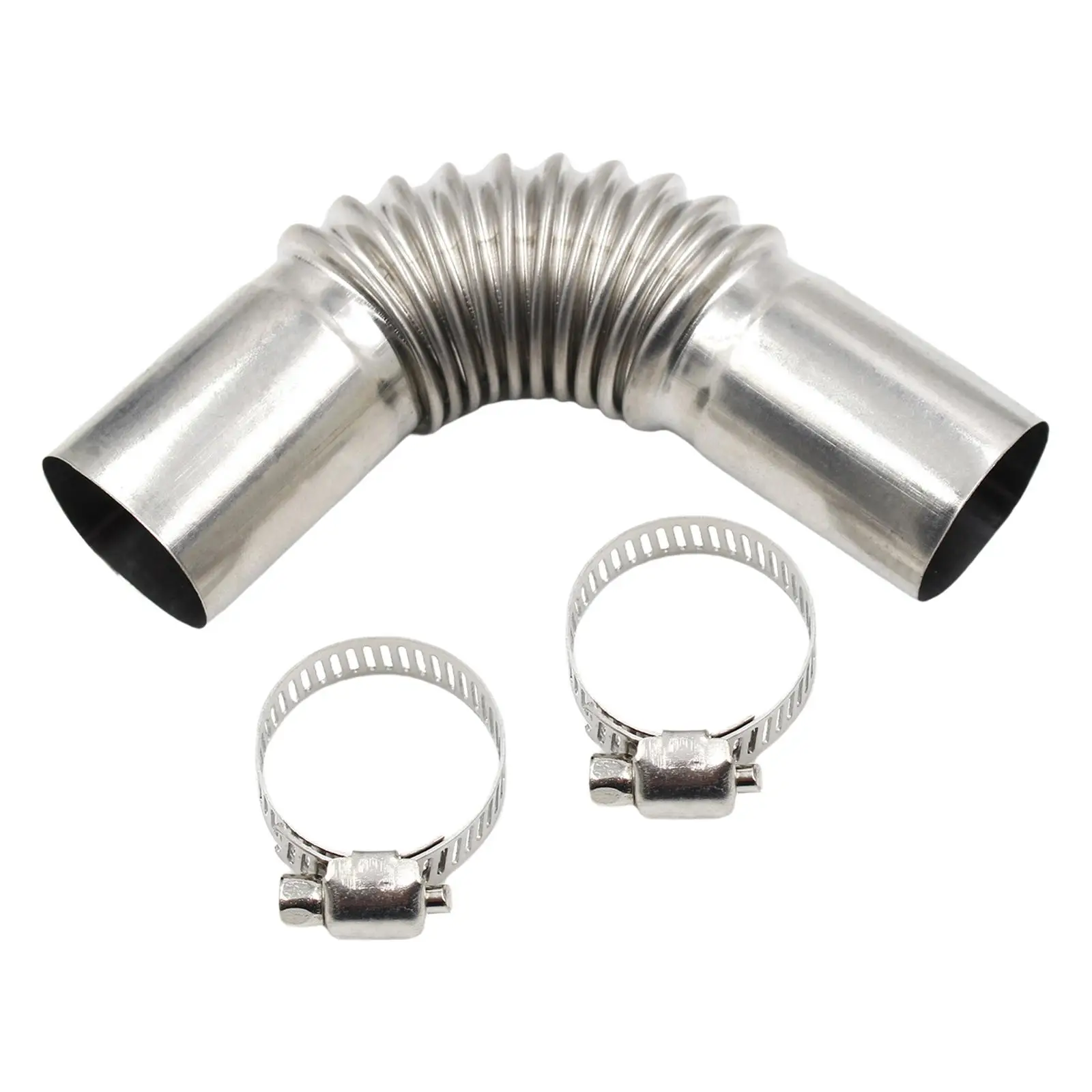 Silver Stainless Steel Exhaust Pipe Connector with Clamps for Boat Heater Car Air Vent 24mm Adapter