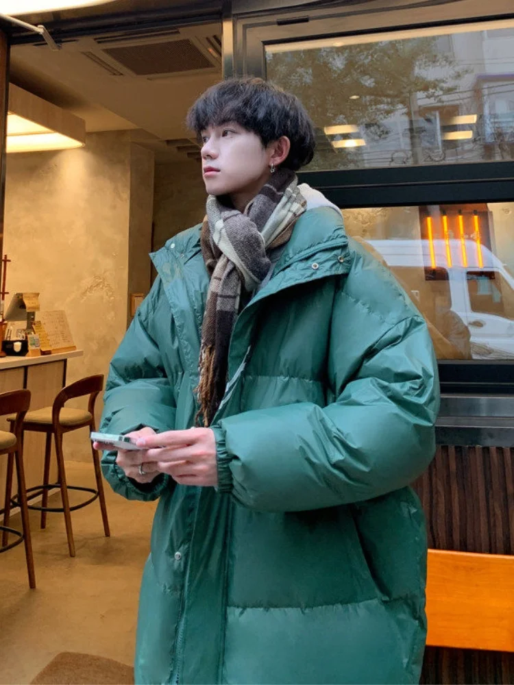 

Men's down Cotton Jaet Loose Fit Thi Warm Winter Coat Bread Sle Youth Trendy Brand Casual Long Sve Zipper Closure