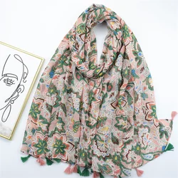 2024 Fashion Design Aztec Ethnic Tassel Viscose Shawl Scarf Lady High Quality Wrap Headband Bufandas Muslim Hijab Sjaal 180*90Cm