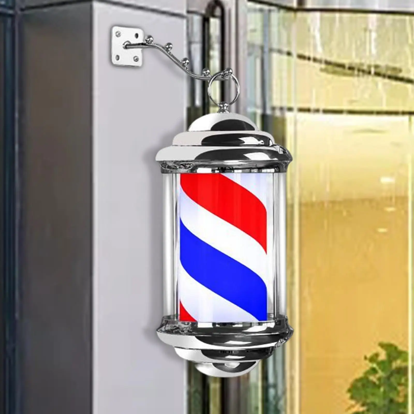 Barber Shop Pole Light Rotating Hair Salon Shop Sign Stripes Retro Style Hairdressing Rainproof LED Light for Outdoor Party