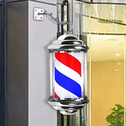 Barber Shop Pole Light Rotating Hair Salon Shop Sign Stripes Retro Style Hairdressing Rainproof LED Light for Outdoor Party