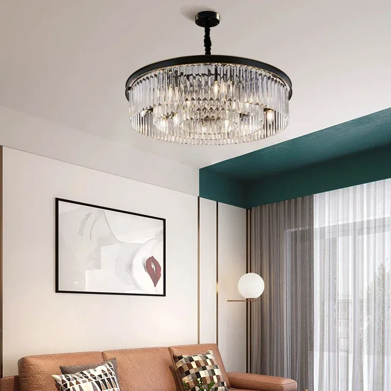 Imagem -05 - American Retro Teto Crystal Pendant Lights Living Dining Room Lighting Decor Chandelier Indoor Hanging Lights Luxury Fixture