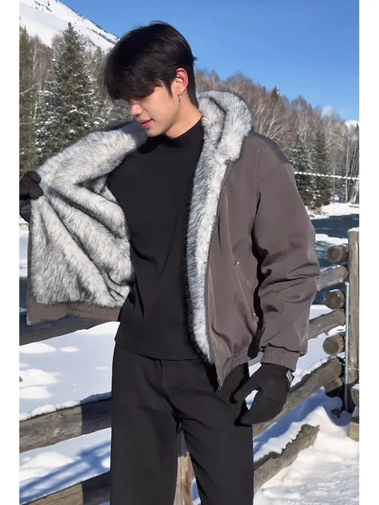 

Мужская зимняя куртка Wolf King с капюшоном и большим меховым воротником, утепленная, на молнии, из хлопка, утяжеленная, длинная