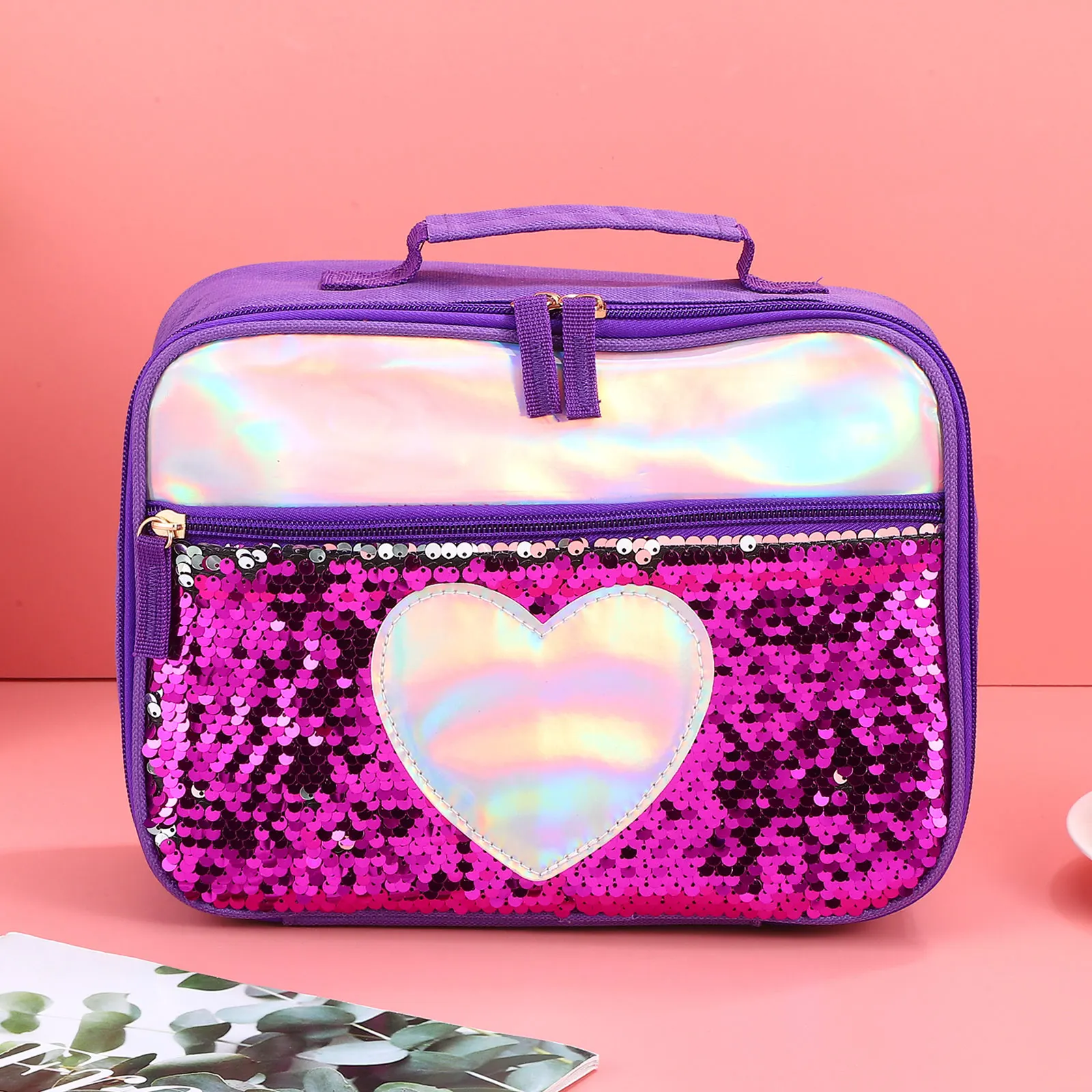 

Portable Insulated Lunch Bag Kids Sequin Package Meal Storage Aluminum Foil Food Picnic Thermal Stylish Design Men Women Office
