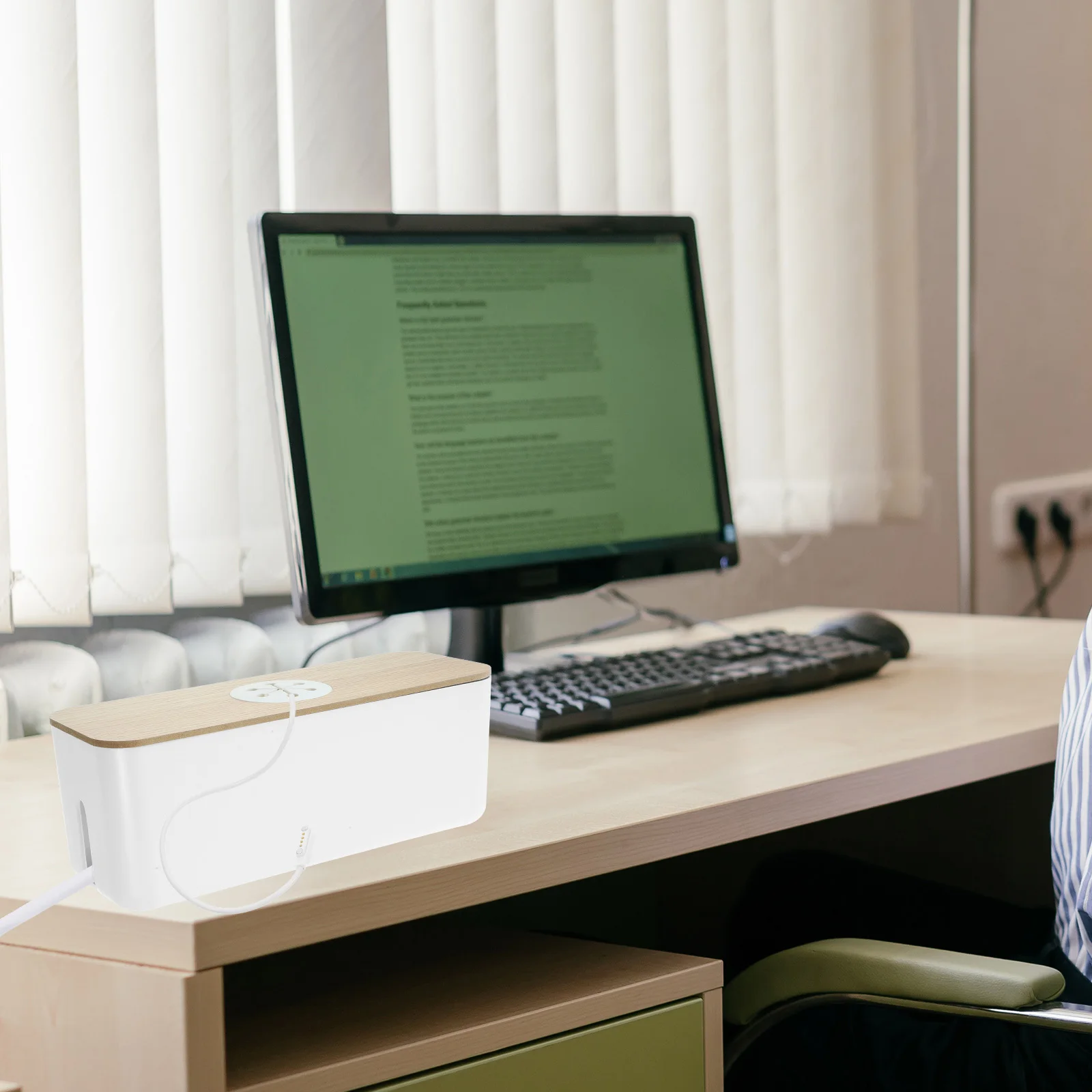 

Cable Cord Organizer Small Size ABS Wood Wire Management Case Office Home Desk Cable Organizer Holder Socket Hider