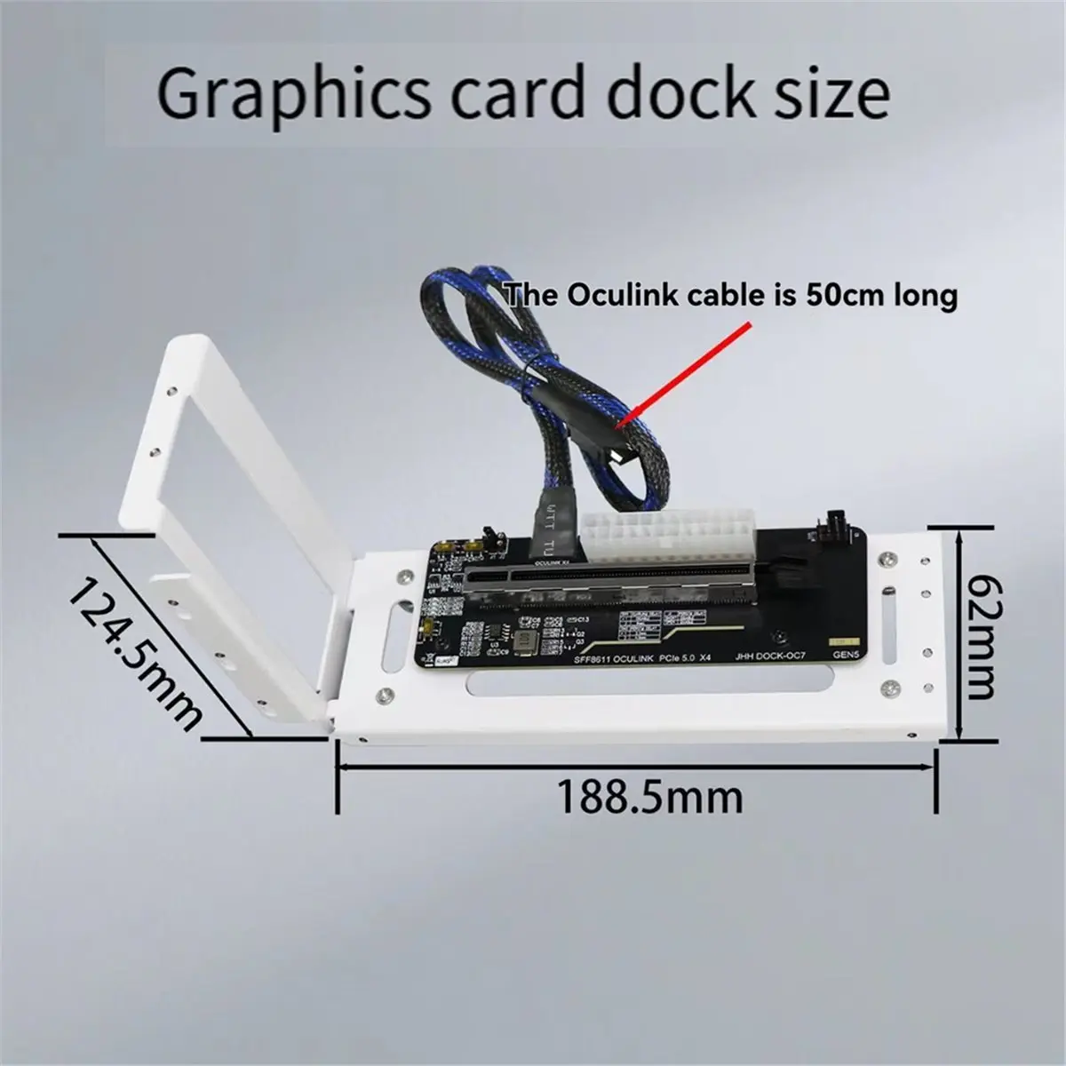 OCuLink GPU Dock PCIe 5.0x4 GDP كمبيوتر محمول إلى بطاقة رسومات الفيديو الخارجية M.2 Oculink SFF8611 إلى PCIE X16 أسود
