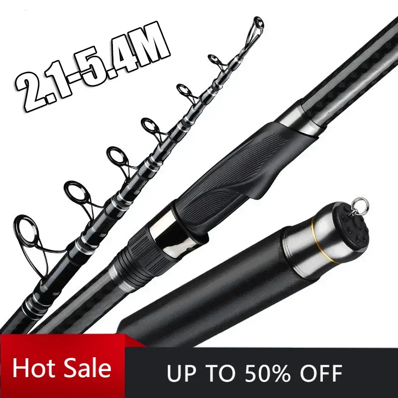 

200g Lure 4.5/5.4m Sea Fishing Rod 36T Carbon Fiber Distance Throwing Ocean Boat Fishing Spinning Rod Super Hard Telescopic Rod