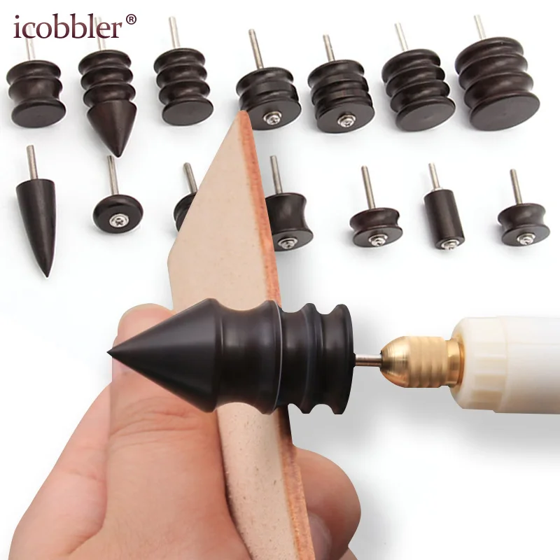 DIY Leather Grinding Tool Electric Polishing Machine Bit Leather Craft Edge Arch Groove Slicker Kit Sandalwood Head Burnisher