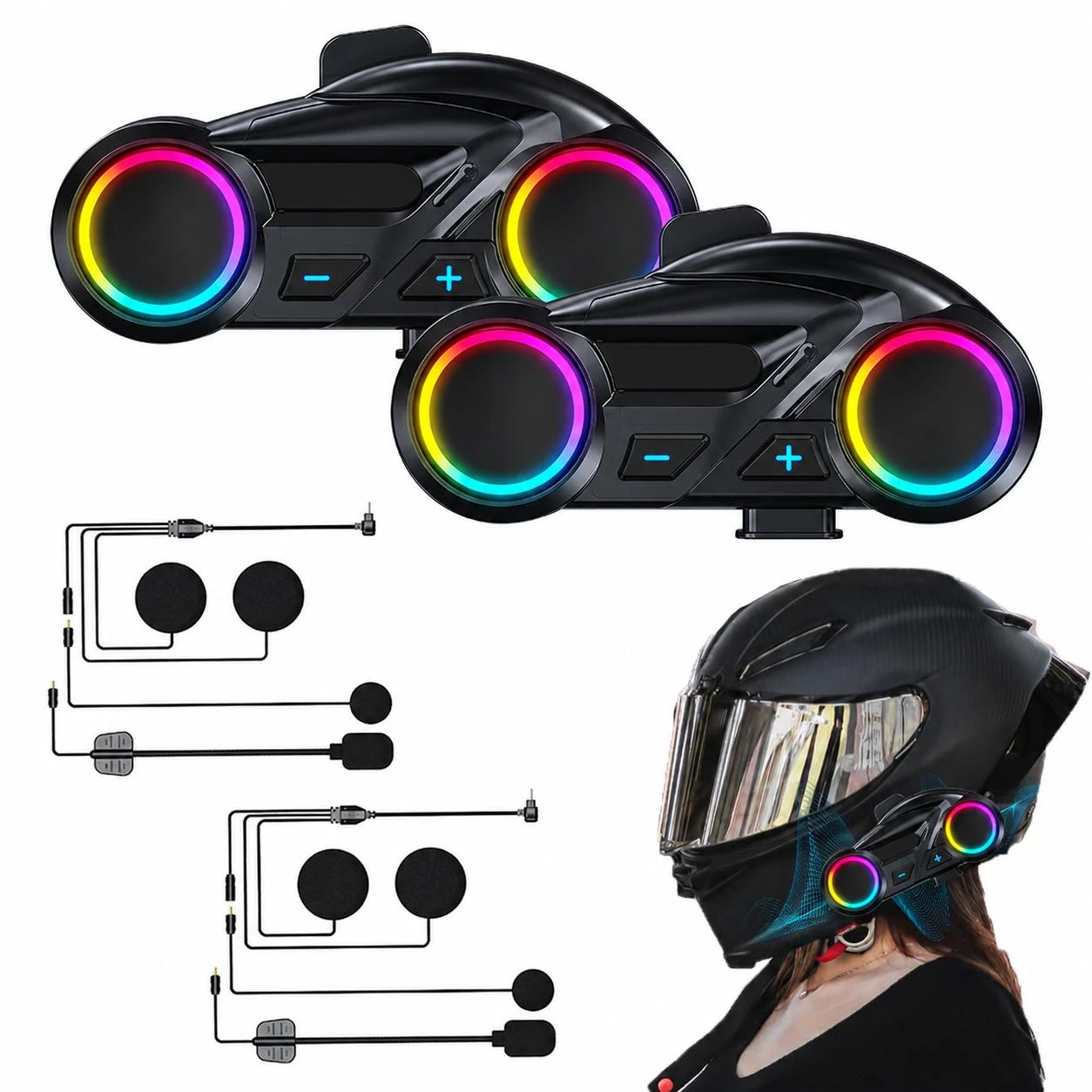 2-個-y13-ヘルメット-bluetooth-ヘッドセット防水ノイズキャンセリングオートバイヘッドセットヘルメットヘッドセット-fm-ラジオ-rgb-照明効果