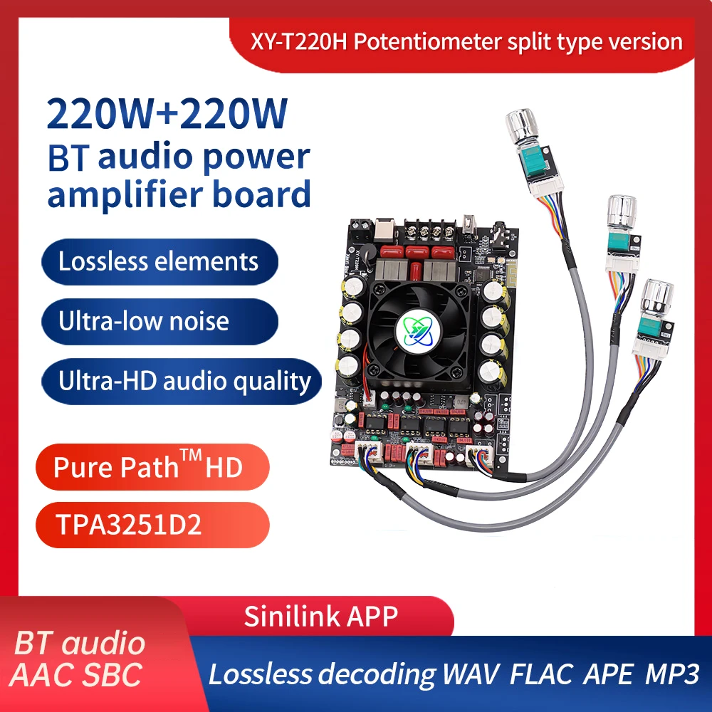 

Φ 220W * 2, Плата усилителя звука BT с уровнем лихорадки, без потерь, Bluetooth 5,2, цифровая стереомагнитола