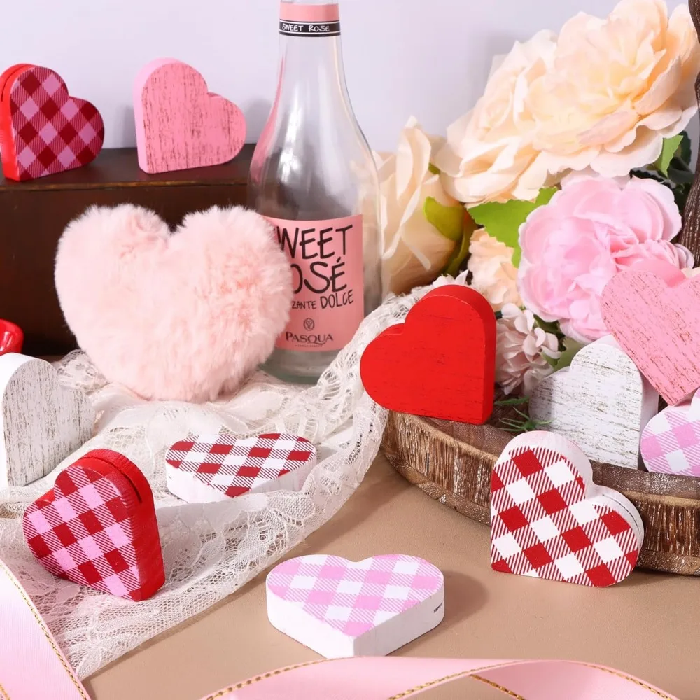 24 قطعة عيد الحب خشبية القلب مكان حامل بطاقة ريفي خشبي على شكل قلب علامات الحب عيد الحب الجدول مذكرة تسجيل صورة لي #4