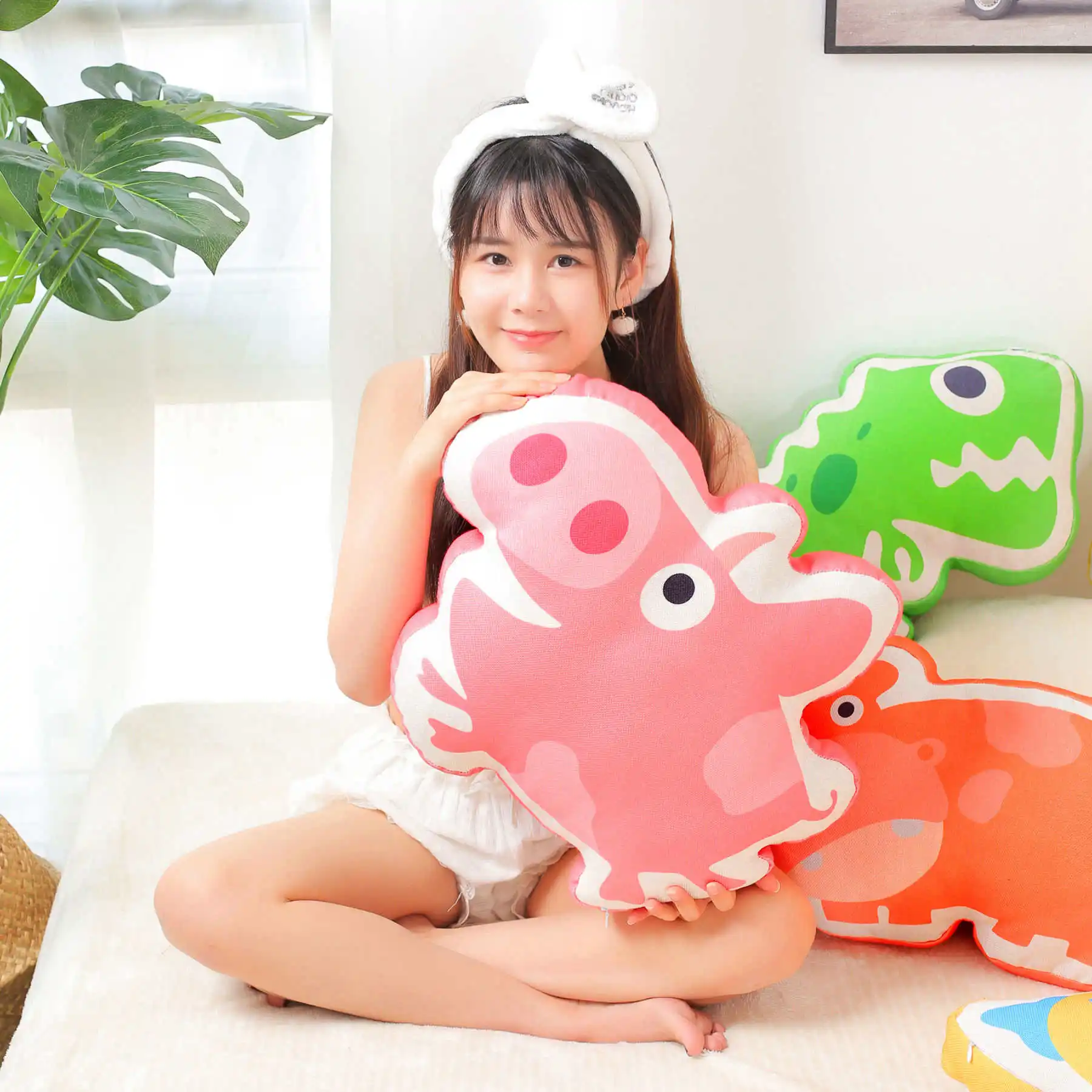 New 25/50CM Kawaii Animal Pillow Hugs Stuffed Toy Cool Summer Office Home Desk Nap Pillow Cotton Linen Fabri Adult Kids Gifts