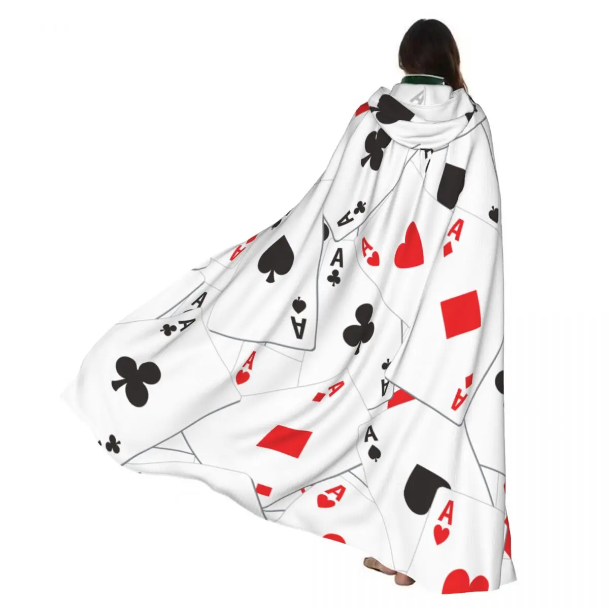 

Witch Cloak Poker Ace Pattern Halloween Cosplay Costume Unisex Adult Cloak Retro Ages Cape