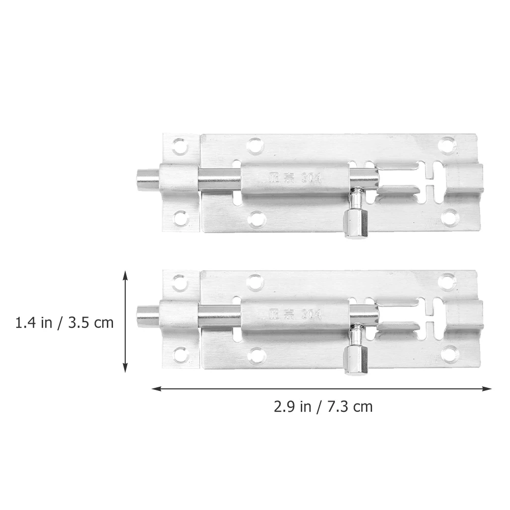 

2pcs 304 Stainless Steel Double Plug Deadbolt Lock 3 Inch Thick Door Latch for Cupboard Wood Door Security Slide Bolt