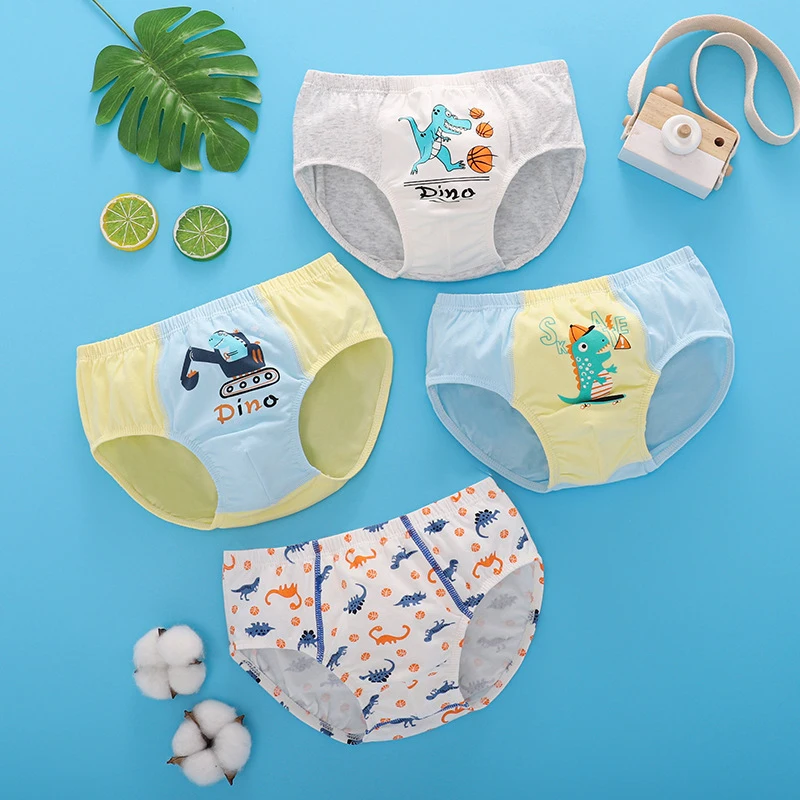 4Pcs Baby Boys Briefs Cotton Infant Underwear Children Clothes Cartoon Print Toddlers Shorts Underpants Cute Kids Panties 2-12Y