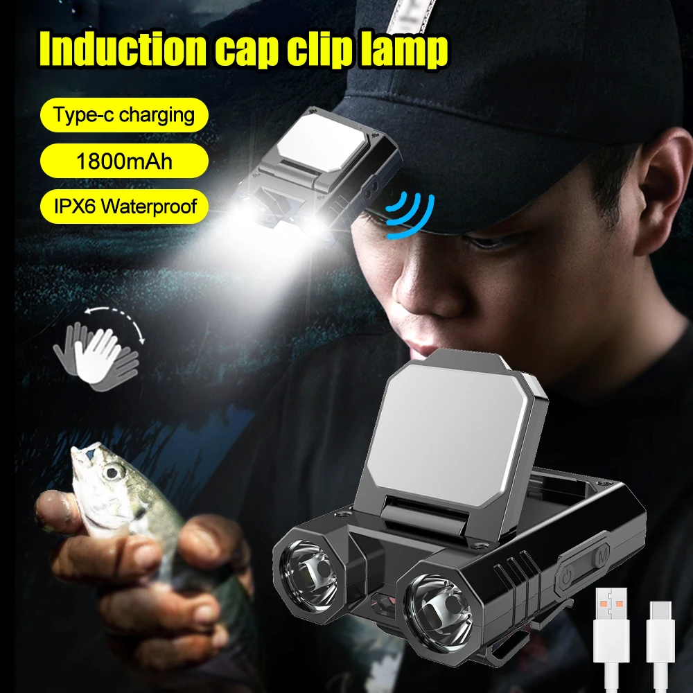 

LED Strong Light Cap Lamp COB USB Rechargeable Intelligent Induction Light Outdoor Night Running Fishing Emergency Headlight