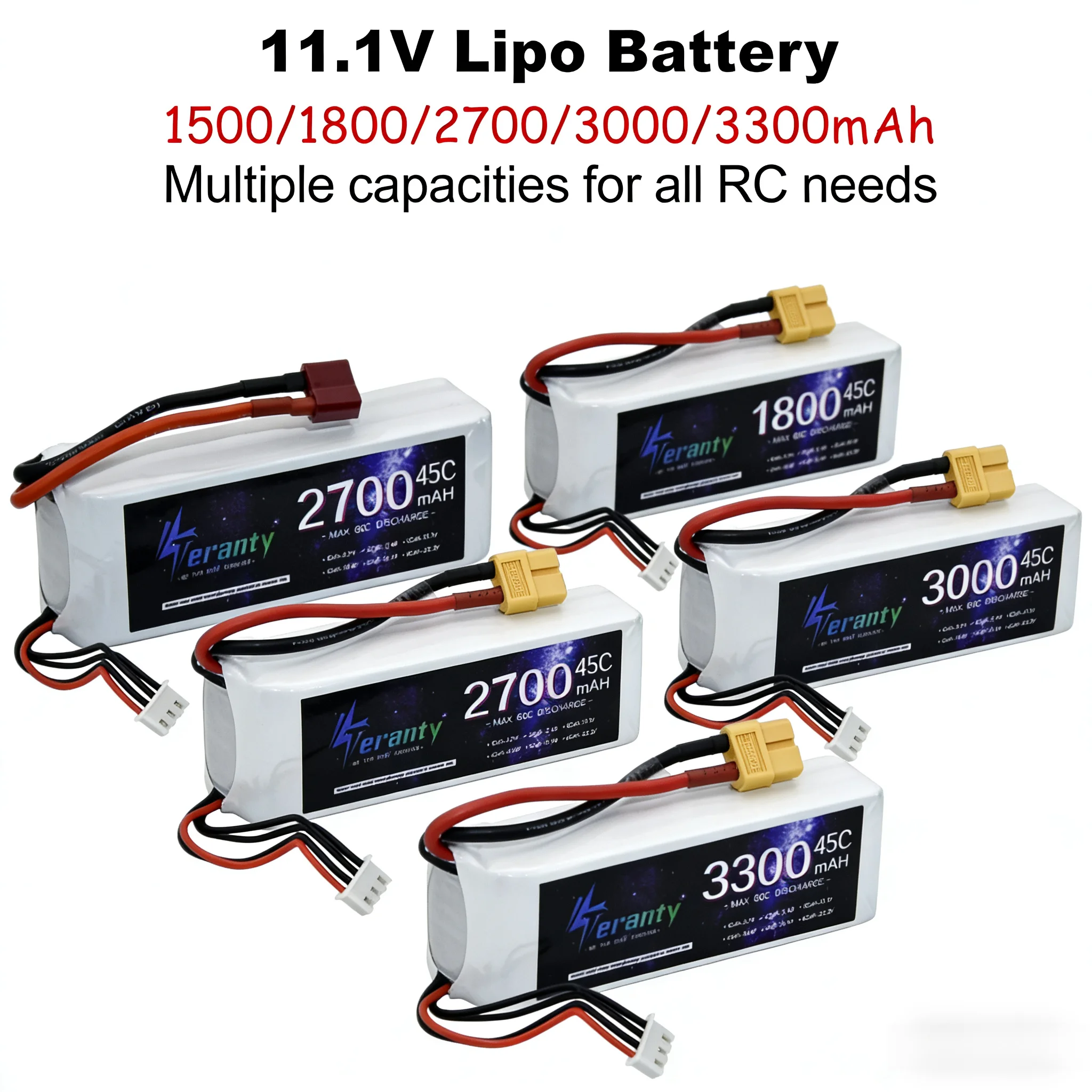 

3S 11.1V LiPo Battery 45C/60C 1500mah - 3300mAh With T Deans XT60 Plug for RC Car Airplane Boat
