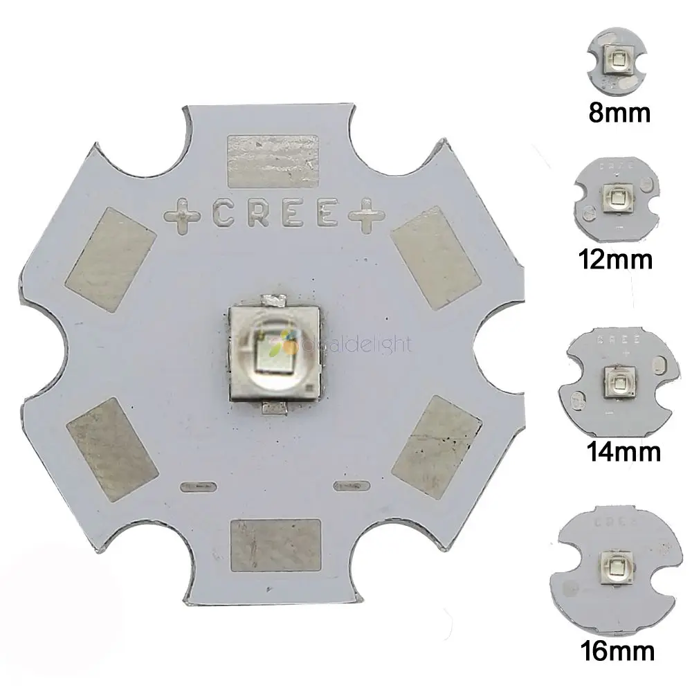 10PCS  XPE2 XP-E2 Led Emitter Light Red 620NM Green 525NM Blue 460NM On 20MM/16MM/14MM/12MM/8MM Aluminum PCB Board