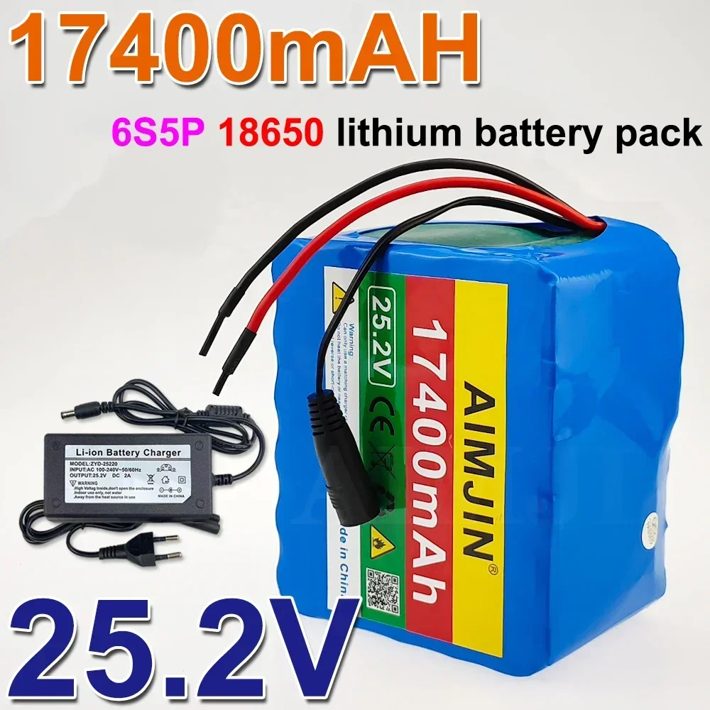 

6S5P battery pack, 25.2V 17400mAh+ 25.2V 2A charger New 18650 rechargeable lithium