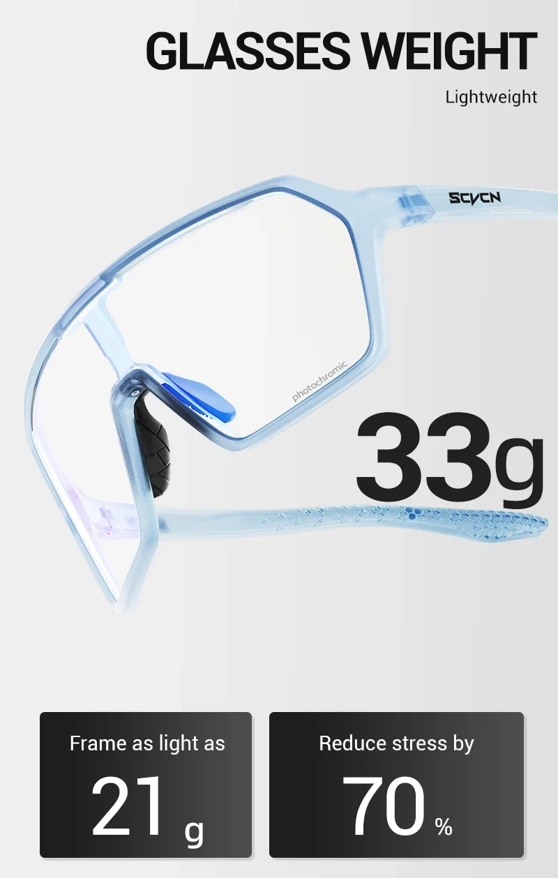 SCVCN Farbe Photochrome Fahrradbrille UV400 Sonnenbrille für Männer Frauen Fahrbrille MTB Rennrad Sportbrillen Laufen – Detail 8