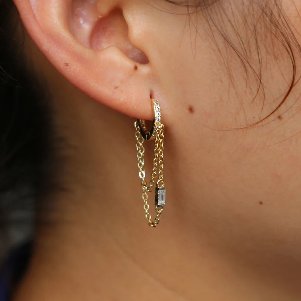Pendientes de borla de cadena larga color oro rosa plata romántico cz círculo redondo elegancia moda barata pendiente de mujer precio al por mayor