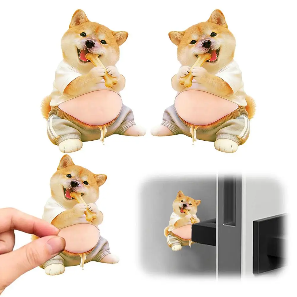 2pcs 3D Shiba Inu Belly Sticker Soft Pinched Silicone For Journal Stationery Orange Outfit Cute Dog 3D Sticker
