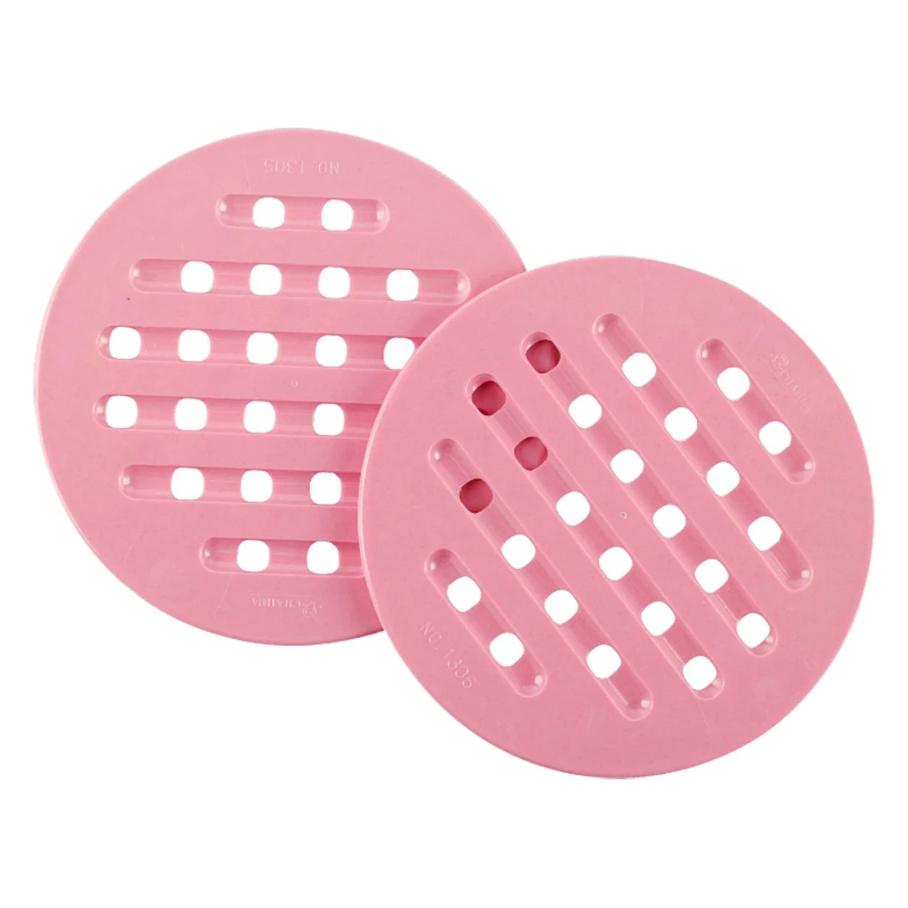 

2 Pcs Coasters Round Dining Table Mat Anti Slip Placemats Heat Insulation Table Mat Heat Insulation Pink Lightweight