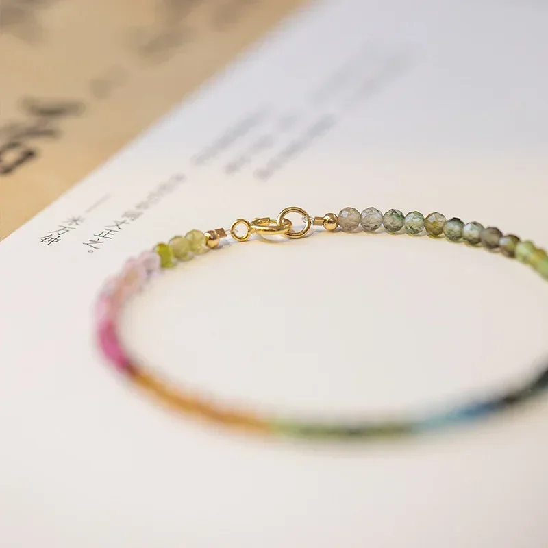Minar Vintage Rainbow Natural Stone Charm Bracelets for Women Femme Multi Coloured Thin Chain Beaded Bracelet Simple Accessories