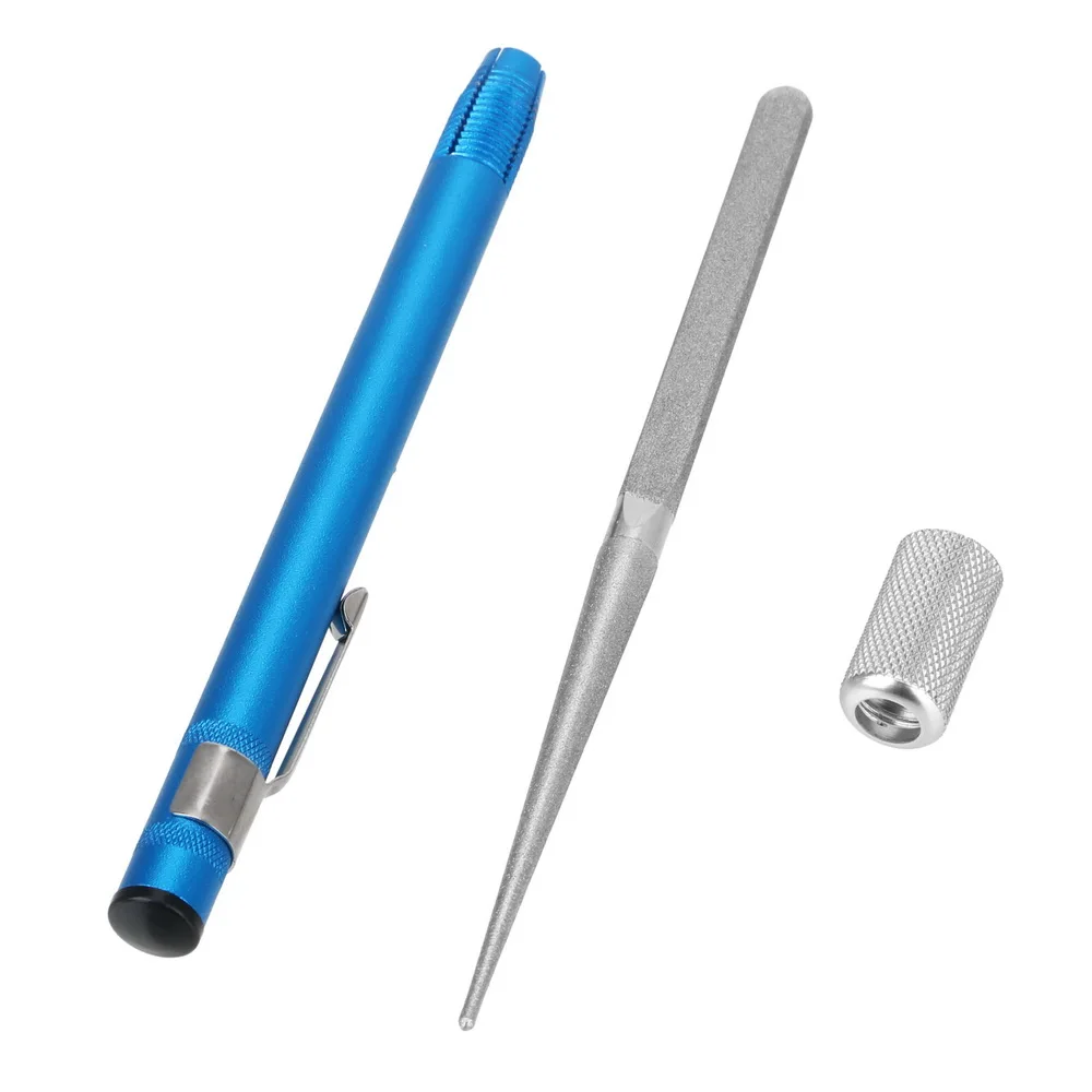 Pierre à aiguiser pour couteau à hameçon, acier au carbone plaqué diamant, affûteur de couteaux polyvalent 1 pièce outil d'extérieur forme de stylo