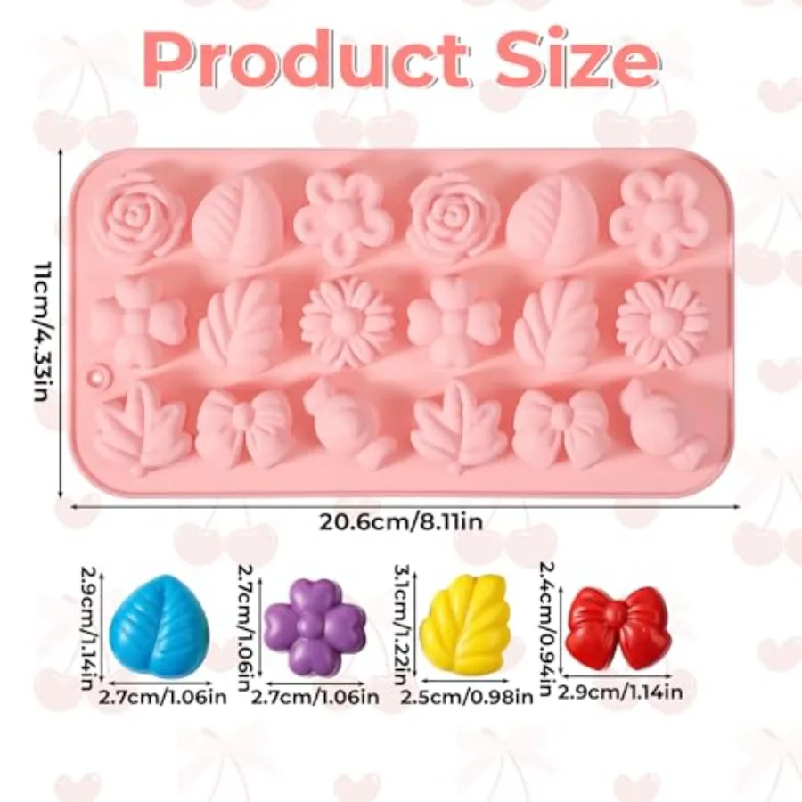 2PCS Flower Candy Molds, Silicone Flower Shape Chocolate Candy Molds Set Ice Cube Tray Pudding Mold Cookie Mold for Desserts Ma view 2