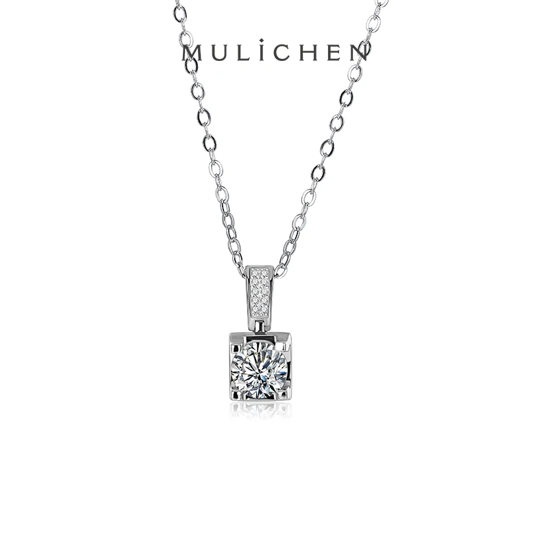 

MULICHEN 0.5ct Excellent Cut Moissanite Women's Necklace 925 Sterling Silver 18k White Gold Plated Valentine's Day Jewelry