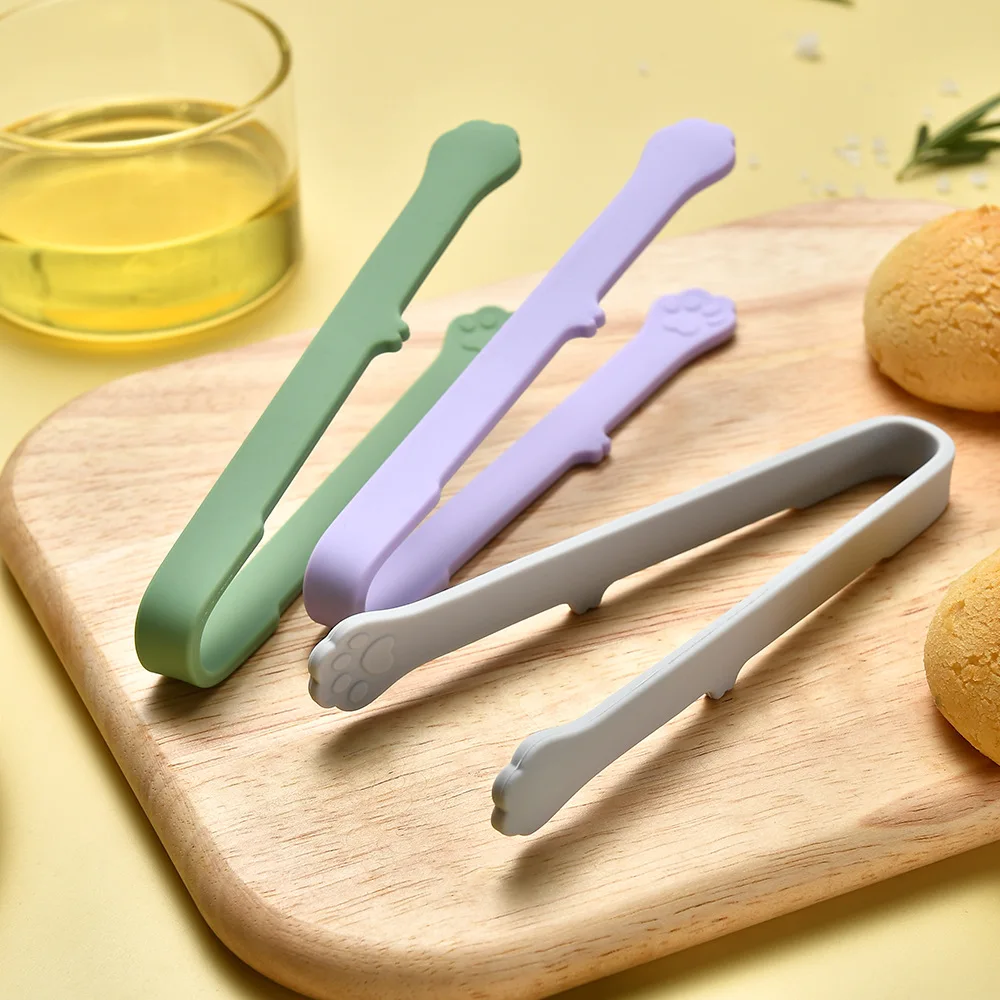 Cat Paw Silicone Tongs, Heat Resistant Food Clip, Cute Mini Ice Cube Salad Snack Clips, Portable Kitchen Food Serving Clips