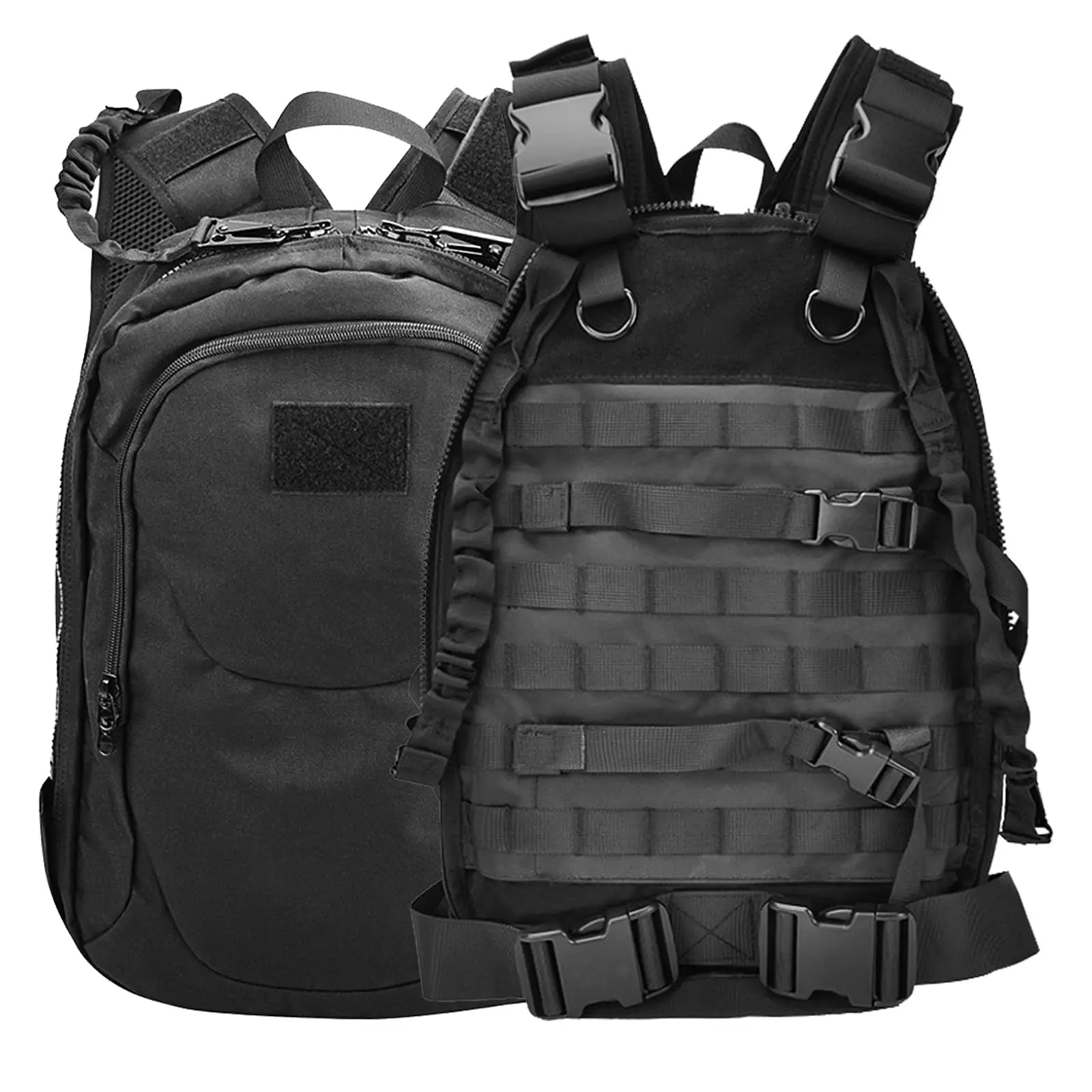 

Rapid Deploy Backpack,Dual-Purpose Tactical Backpack & Vest,Range Ready Gear Set. Black