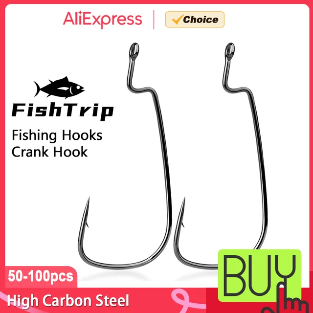 Haczyki FishTrip 50-100 szt. typu Worm Hook, haczyki Crank Hook do miękkich przynęt plastikowych, haczyki offsetowe z wąskim brzuchem do połowu okoni, haczyki Texas Rig