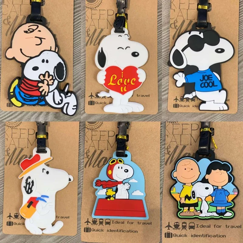 Snoopy Cartoon Kawaii Charlie Brown Puppy Luggage Tag Tag ins Creative Travel Cute Cartoon Checked Luggage Tag Gift Wholesale