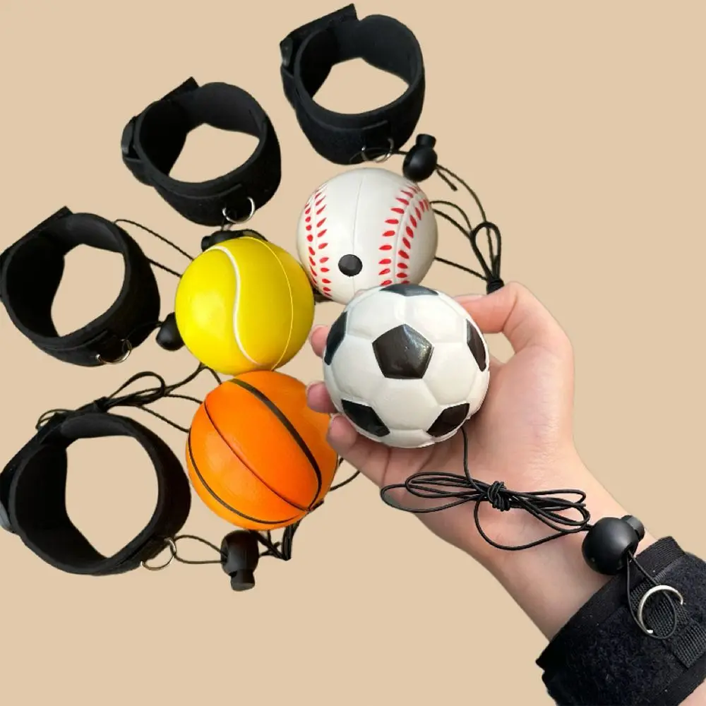 On String Elastic Bouncing Return Ball Boring Hand Ball Game Hand Rebound Ball Basketball Tennis Bouncy Ball With Elastic Strap