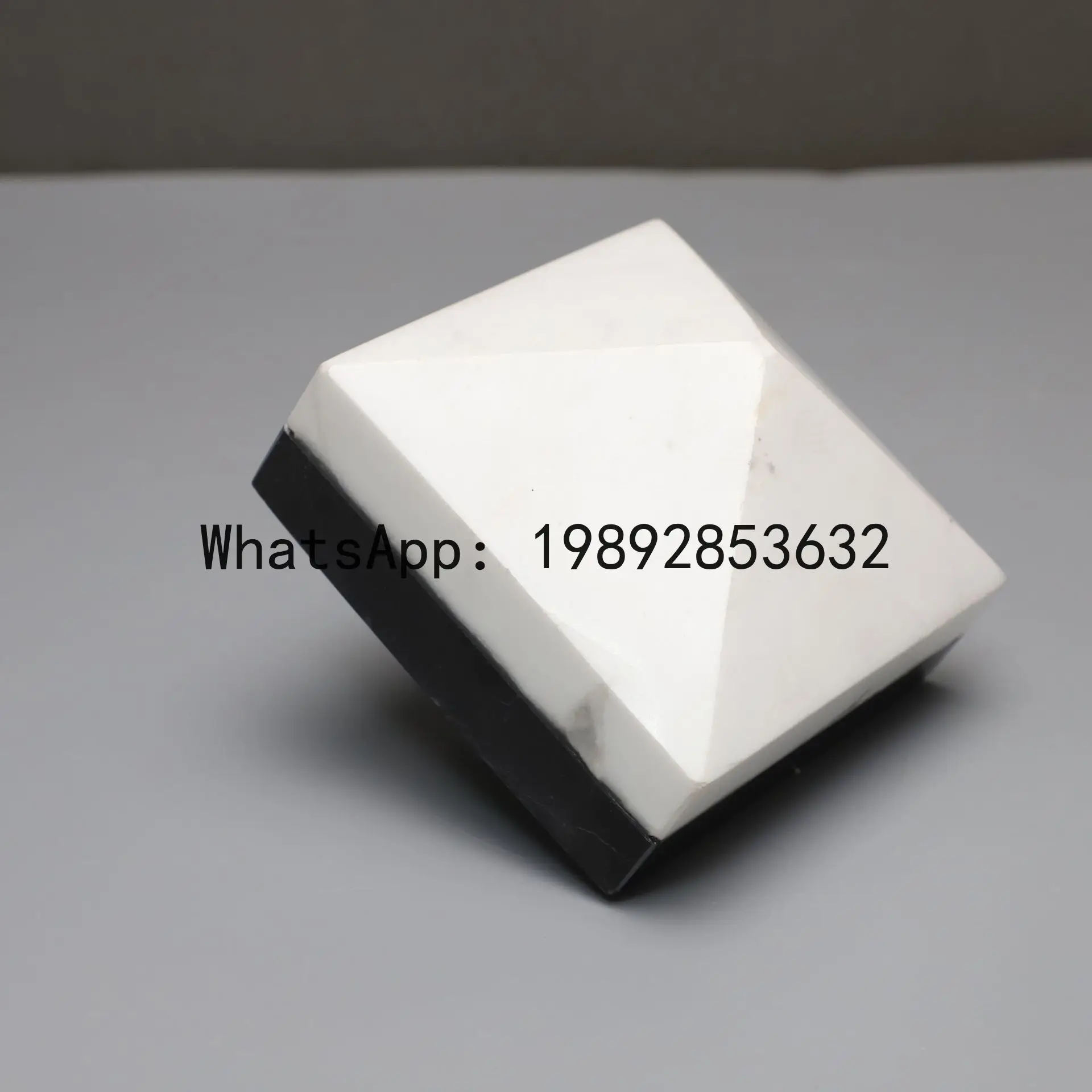 

x17Geometric Marble Sculpture Black and White Marble Splicing Geometric Block Semicircle Decorative Figurines Home Decoration