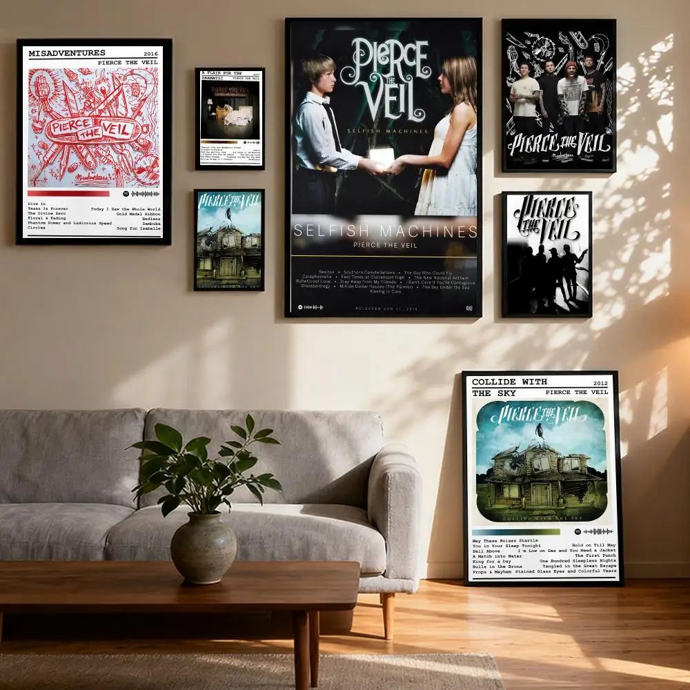 

P-pierce The-Veil Band cool Poster Prints Canvas Painting Wall Art Picture Living Room Home Decor Tracklist Music Album Cover