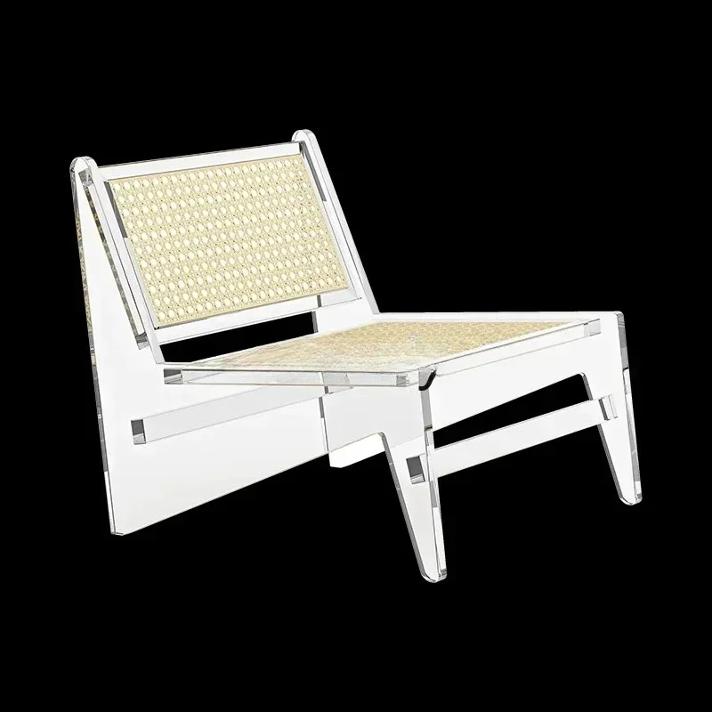 A  Acrylic transparent creative sofa chair modern minimalist rattan sofa single leisure chair