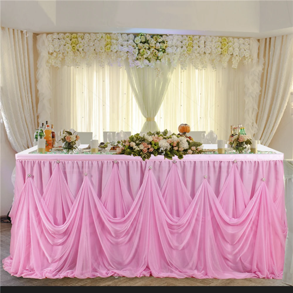 Hanging diamond table skirt on all sides wedding decoration birthday Halloween party table banquet stage layout table