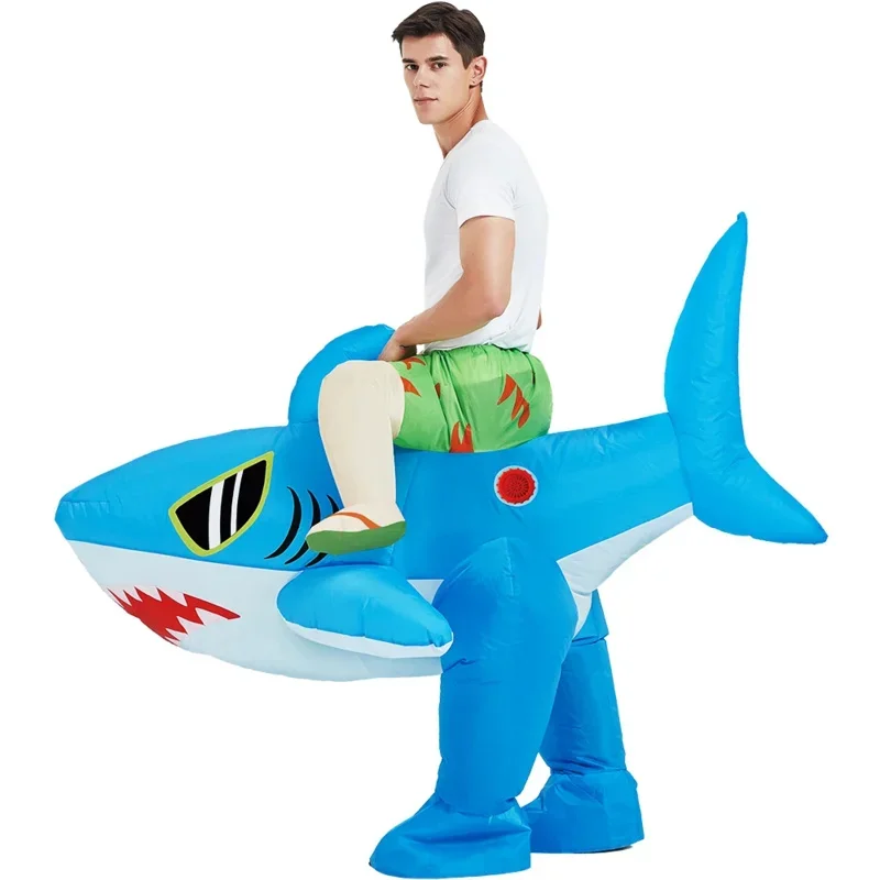ใหม่ผู้ใหญ่เด็ก Blue Shark Inflatable เครื่องแต่งกายอะนิเมะ Mascot แฟนซีบทบาทเล่น Disfraz ปาร์ตี้ฮาโลวีนคอสเพลย์เครื่องแต่งกายชุด U