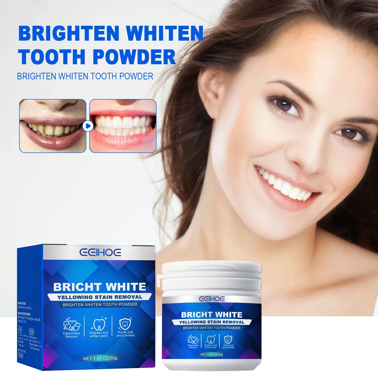 

Teeth Whitening Powder Deep Cleansing Strongly Stain Remove Yellow Tooth Treatment Gums Oral Fresh Breath Brighten Teeth Powder