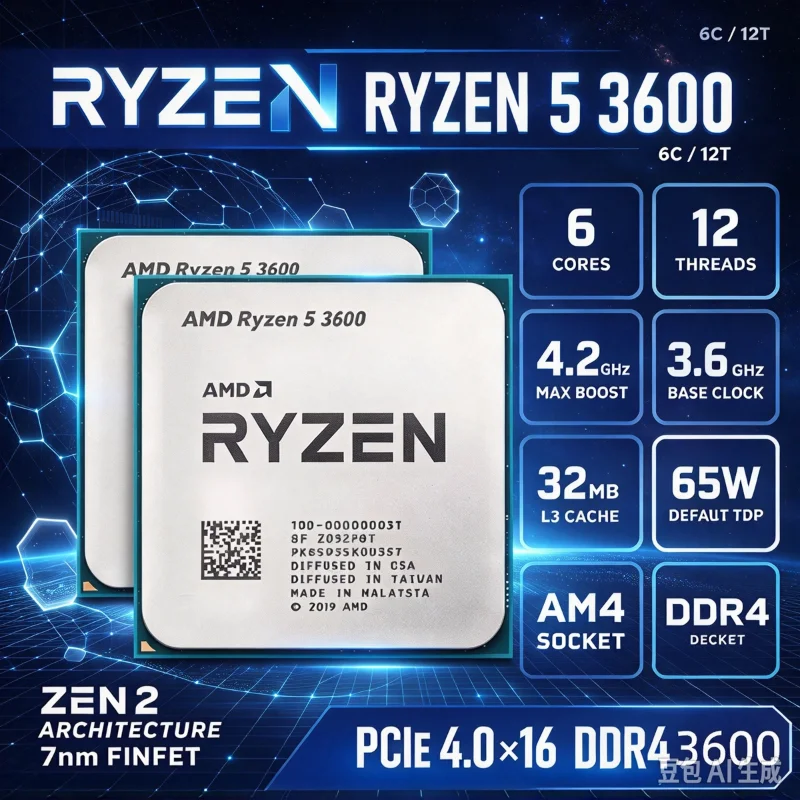 AMD R5 3600 6-Core 12 Threads 3.6GHz Socket AM4 Desktop Computer Processor 100% Brand New Original Hot Sale