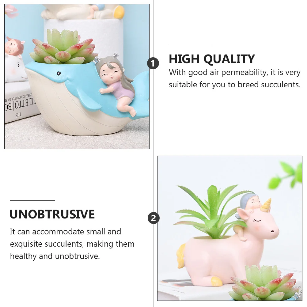 

2Pcs Succulent Flowerpot Cartoon Simple Chic Small Plant Pot for Succulents Mini Bonsai Durable Smooth Gardening Flowerpot