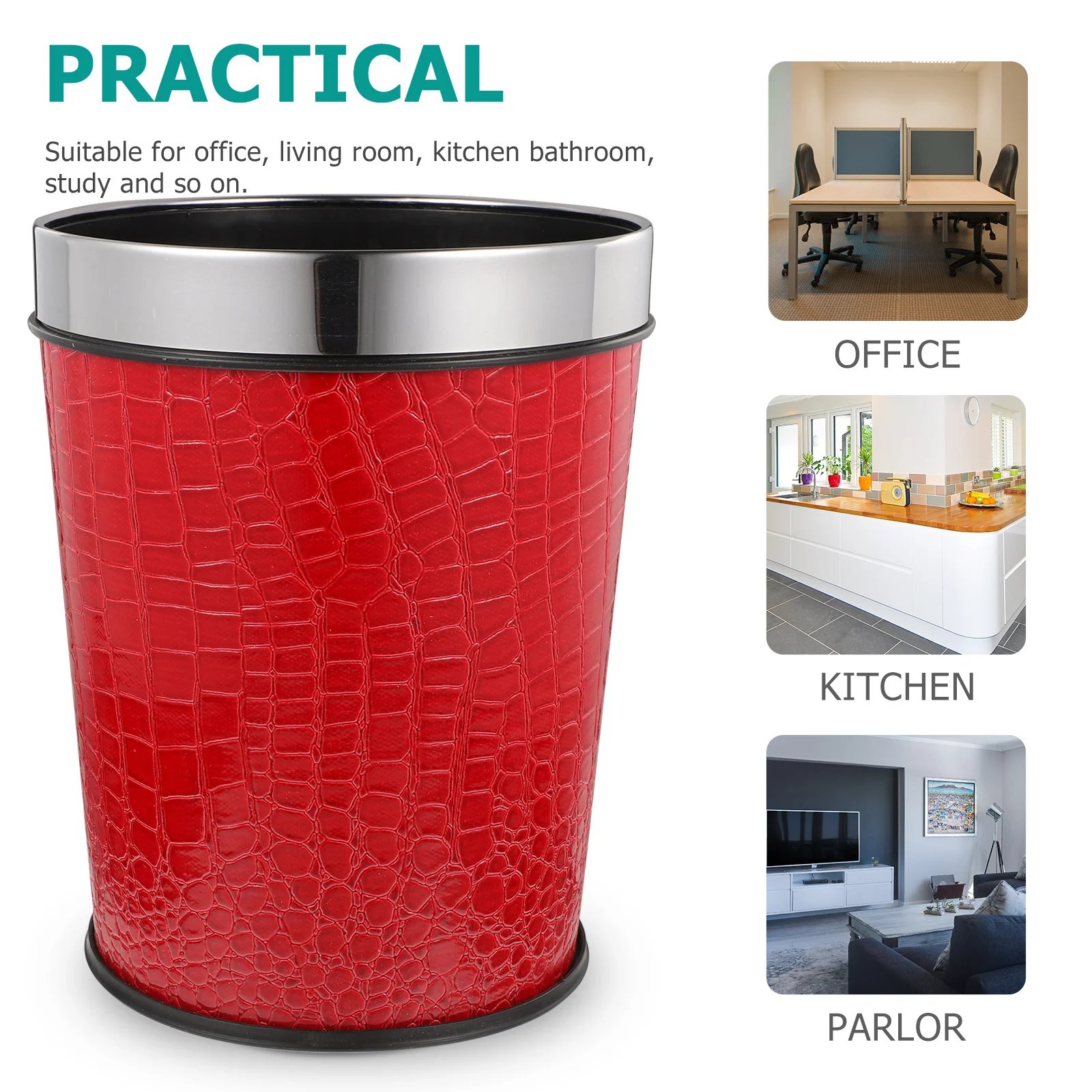 

Bathroom Trash Can Lidless Retro Style Plastic Waste Basket Small Trash Bin for Kitchen Bedroom Office Household