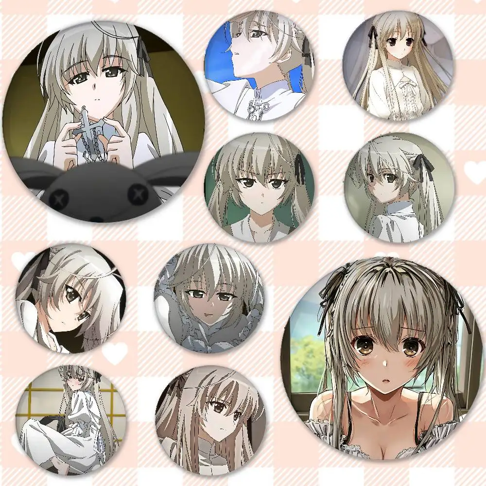 Cute Yosuga No Sora Sora Kasugano Badges Peripheral Lapel Pins Tinplate Round Brooch For Shoulder Bag Accessories Souvenir Gifts