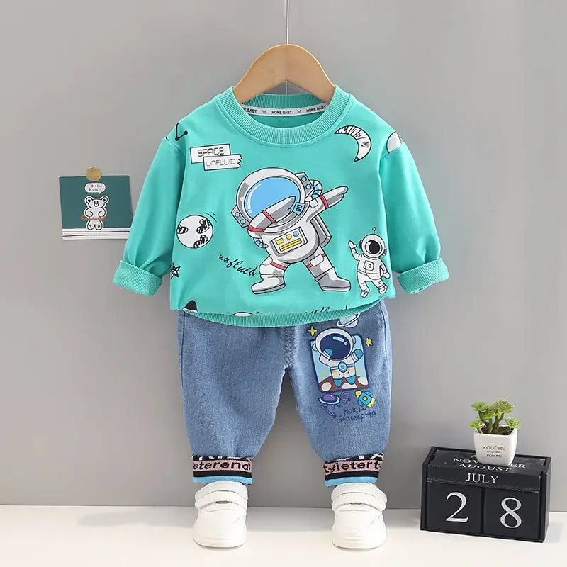 

Spring Autumn Children Clothes Kids Boys Girl Cartoon Long Sleeve T Shirt Stripe Pants 2pcs/set Kids Coat Toddler Suit 0-5 Years