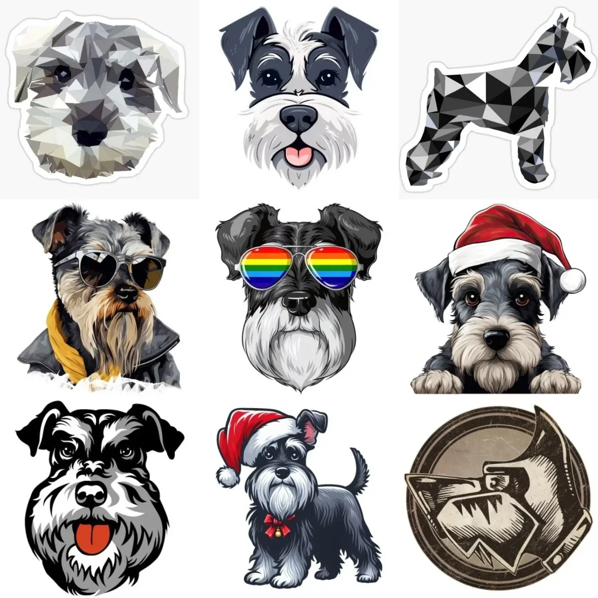 

Creative Schnauzer Dog PVC Waterproof Stickers Accessories for Decorate Car Van Suv Wall Room Table Off-road Helmet Bumper