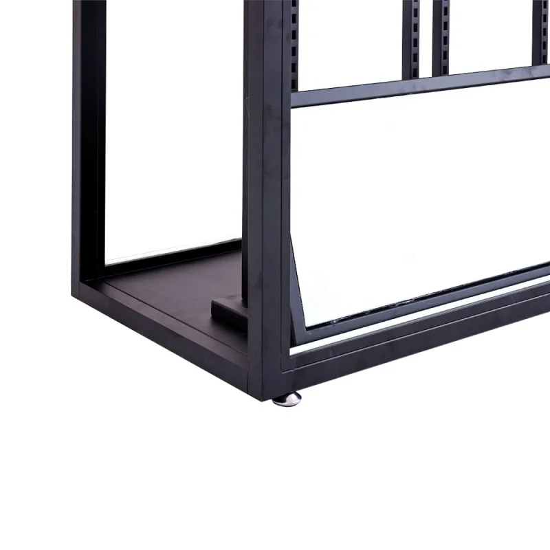 Benutzer definierte, hochwertige schwarze Eisen Schuh Display Rack Stand Regal mit LED-Licht Werbetafel für Sports chuh geschäft