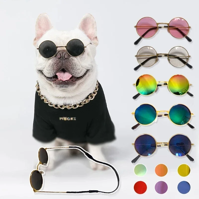 

Lovely Vintage Round Cat Sunglasses, Reflection Eye Wear Glasses for Small Dog, Pet Photos, Pet Products, Props Accessories